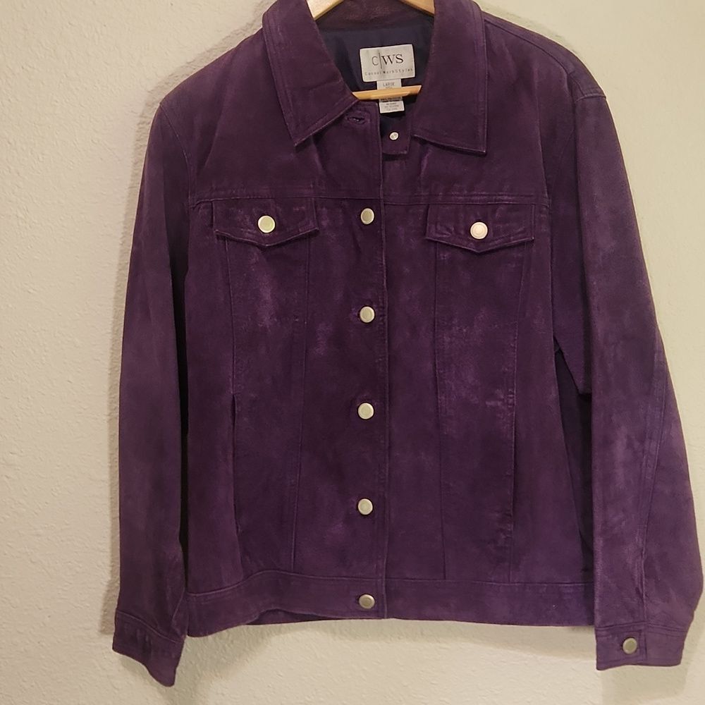 C WS Casual WorkStyles Purple Women's Velvet-like Jacket Women's Size Large